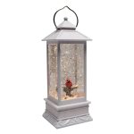 Roman 11" Lighted Swirl Cardinal in White Lantern, Confetti Lite, Christmas Decoration, USB or Battery Operated, Holiday Accent or Gift