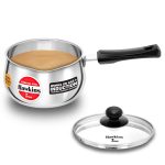 Hawkins Tpan, Stainless Steel Tea Pan with Glass Lid, Induction Sauce Pan, Chai Pan, Saucepan, Silver SST20G 2 Litre